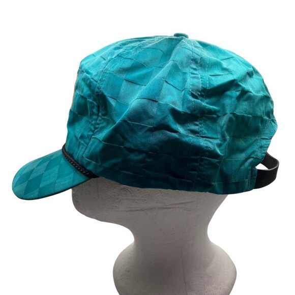 Vintage 90s Cadillac Snapback Hat Cap – Teal Checkered – Rope Trim - Picture 3 of 8